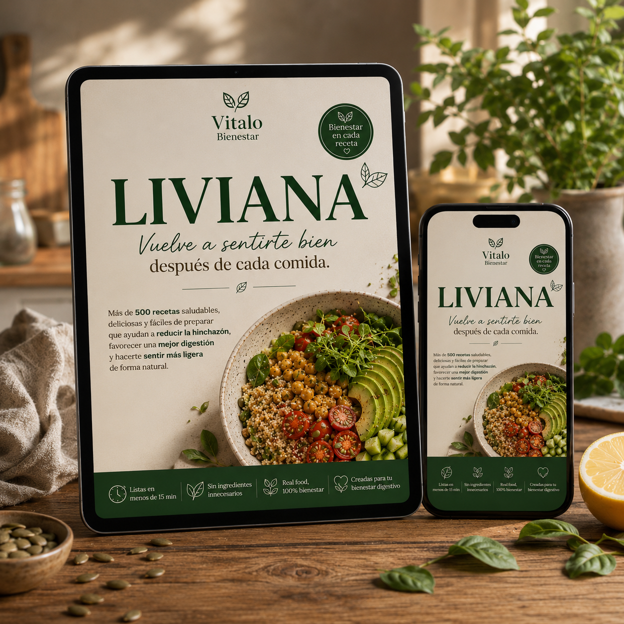 LIVIANA | +500 Recetas para una Digestión Ligera + 15 Bonos de Regalo